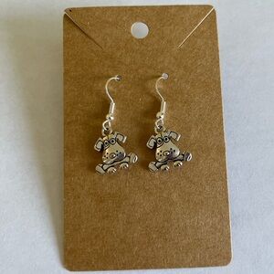 2/$15- Cute Silver Dog Earrings Homemade